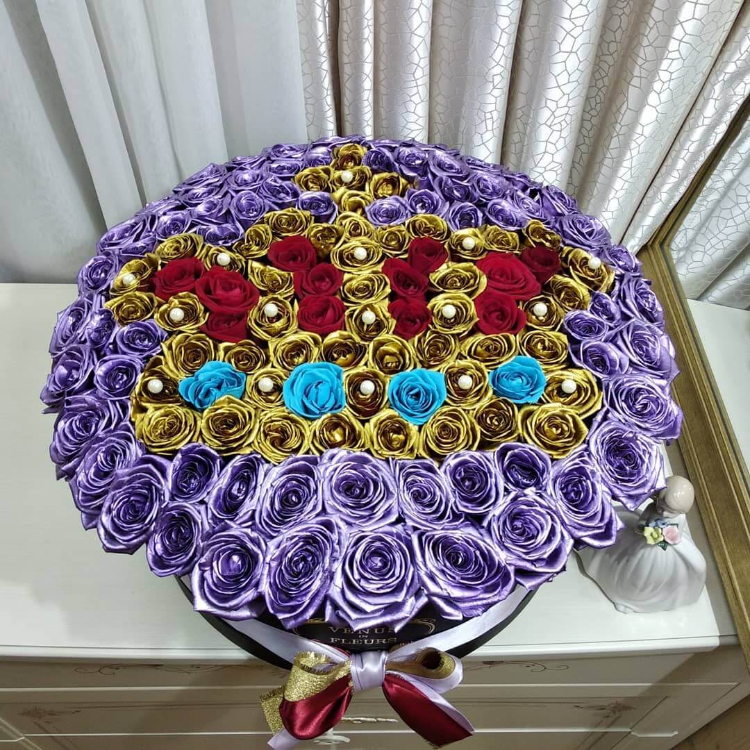 Фиолетовые розы "Её величество" от 131 шт.