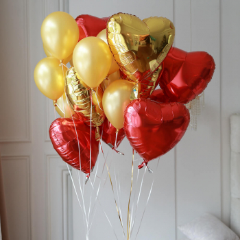 Облако красно-золотых шаров - 15 шт.