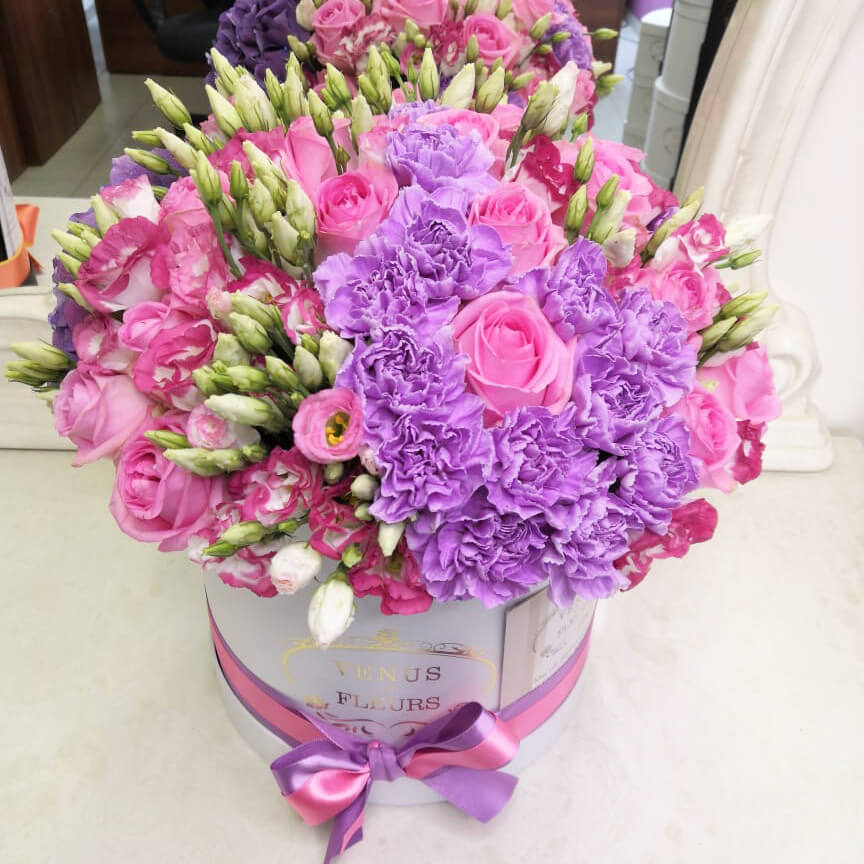 Гвоздика с эустомой в миксе от 51 шт.