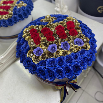 Синие розы "Её величество" от 131 шт.