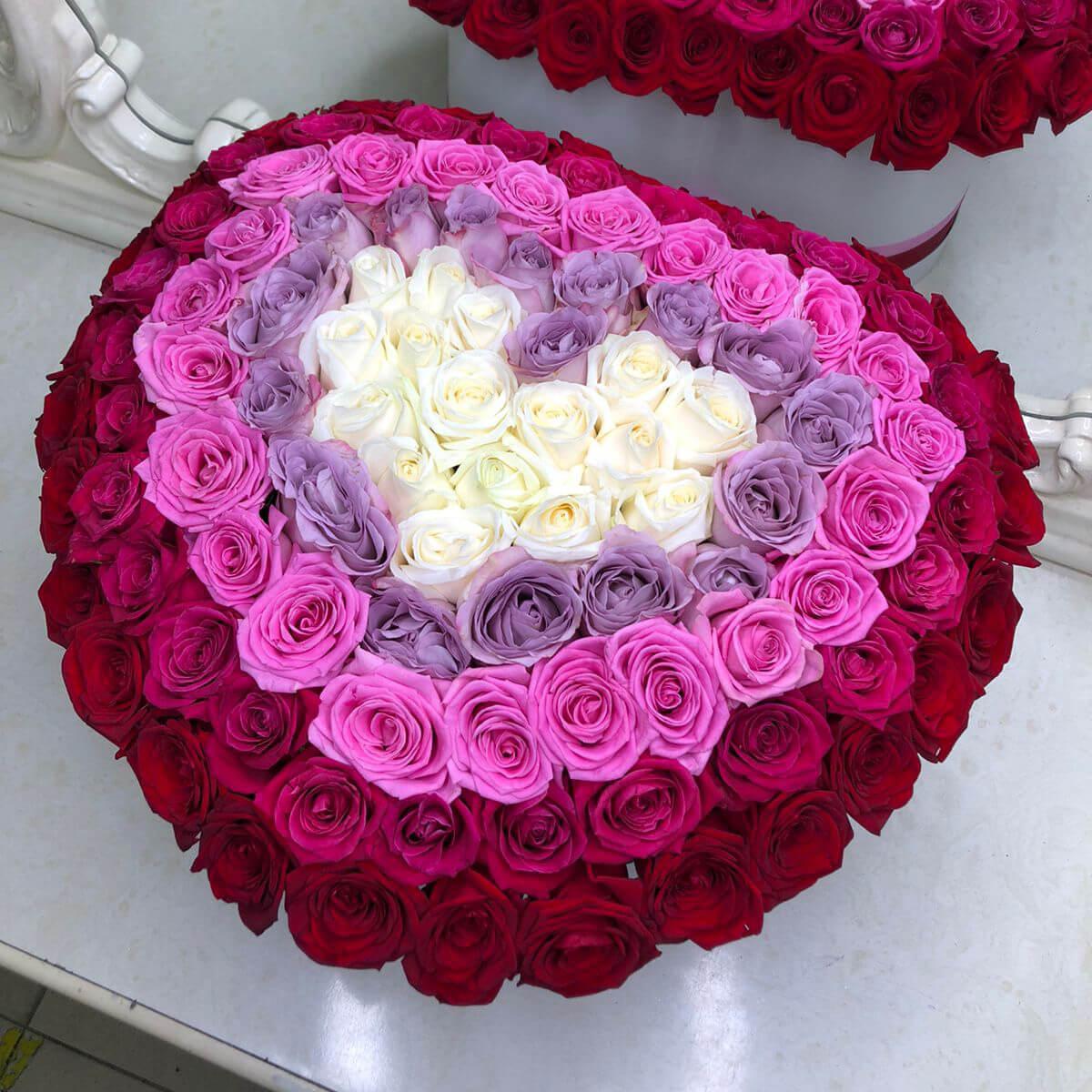 101 радуга из роз - сердце