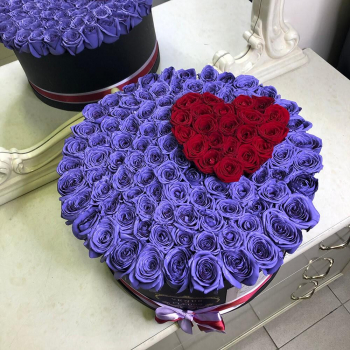 101 фиолетовая роза с сердцем