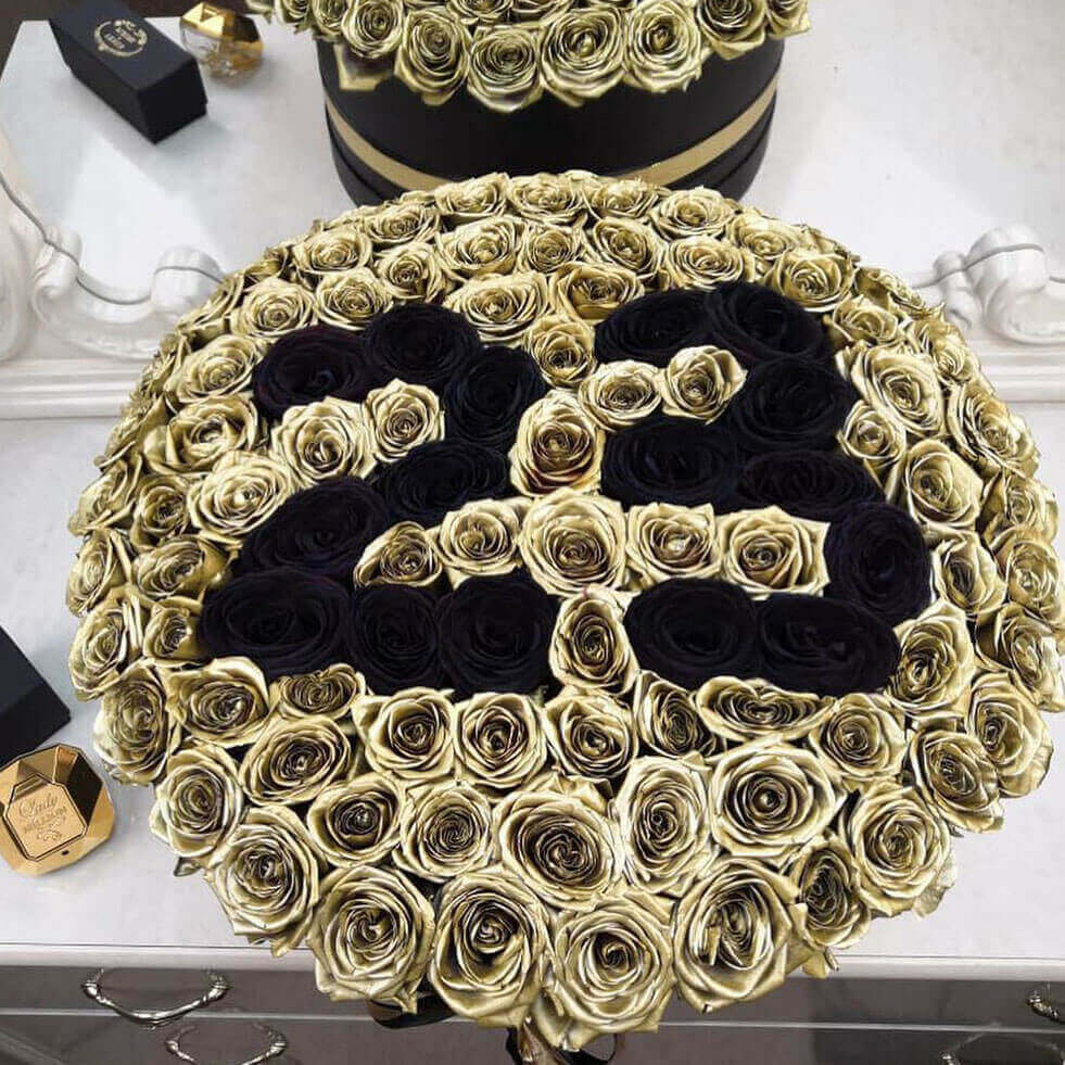 101 золотая роза с датой