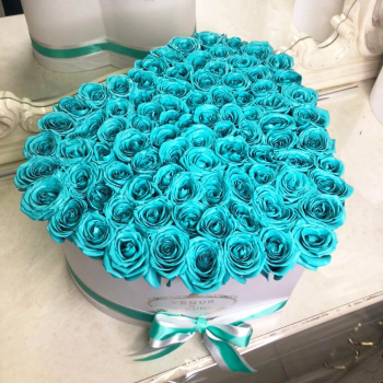 101 бирюзовая роза - сердце