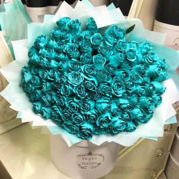 101 бирюзовая роза в букете 101 бирюзовая роза в букете