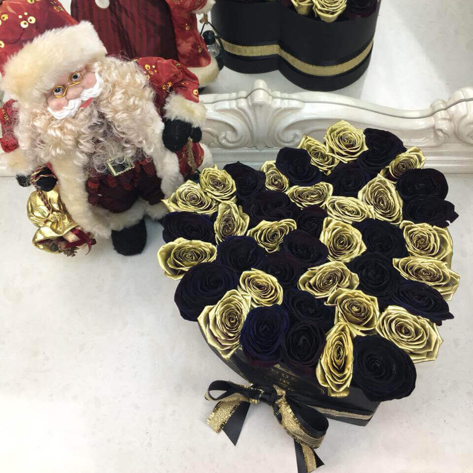 51 черно-золотая роза в сердце