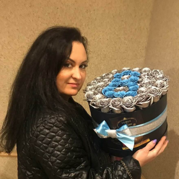 51 серебряная роза с голубой цифрой