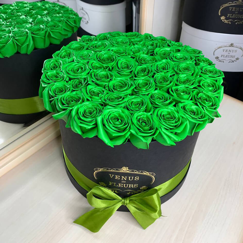 51 зеленая роза в коробке