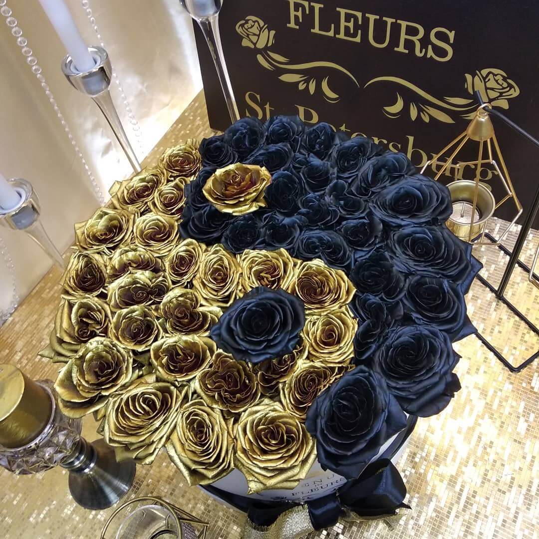 51 черно-золотая роза "Инь-Янь"