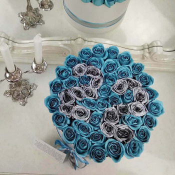 51 голубая роза с датой