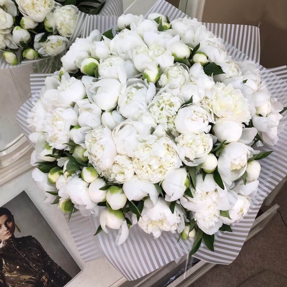 51 пион белый в букете