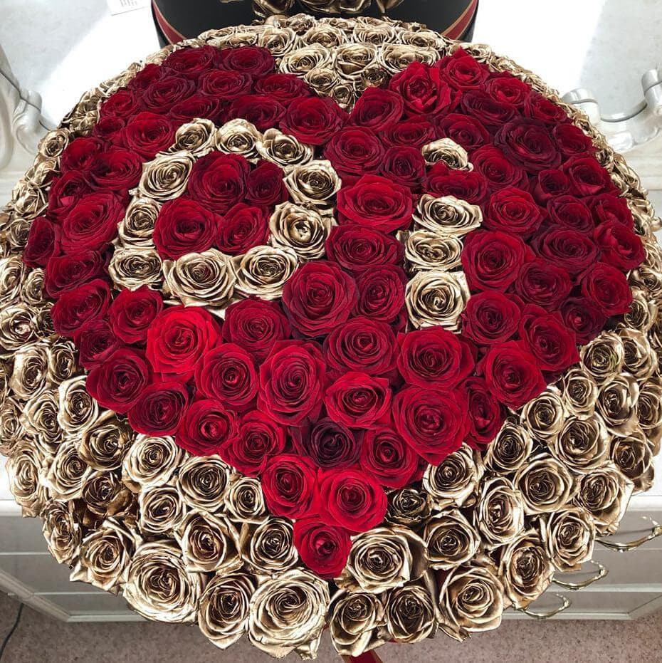 201 роза с сердцем в коробке