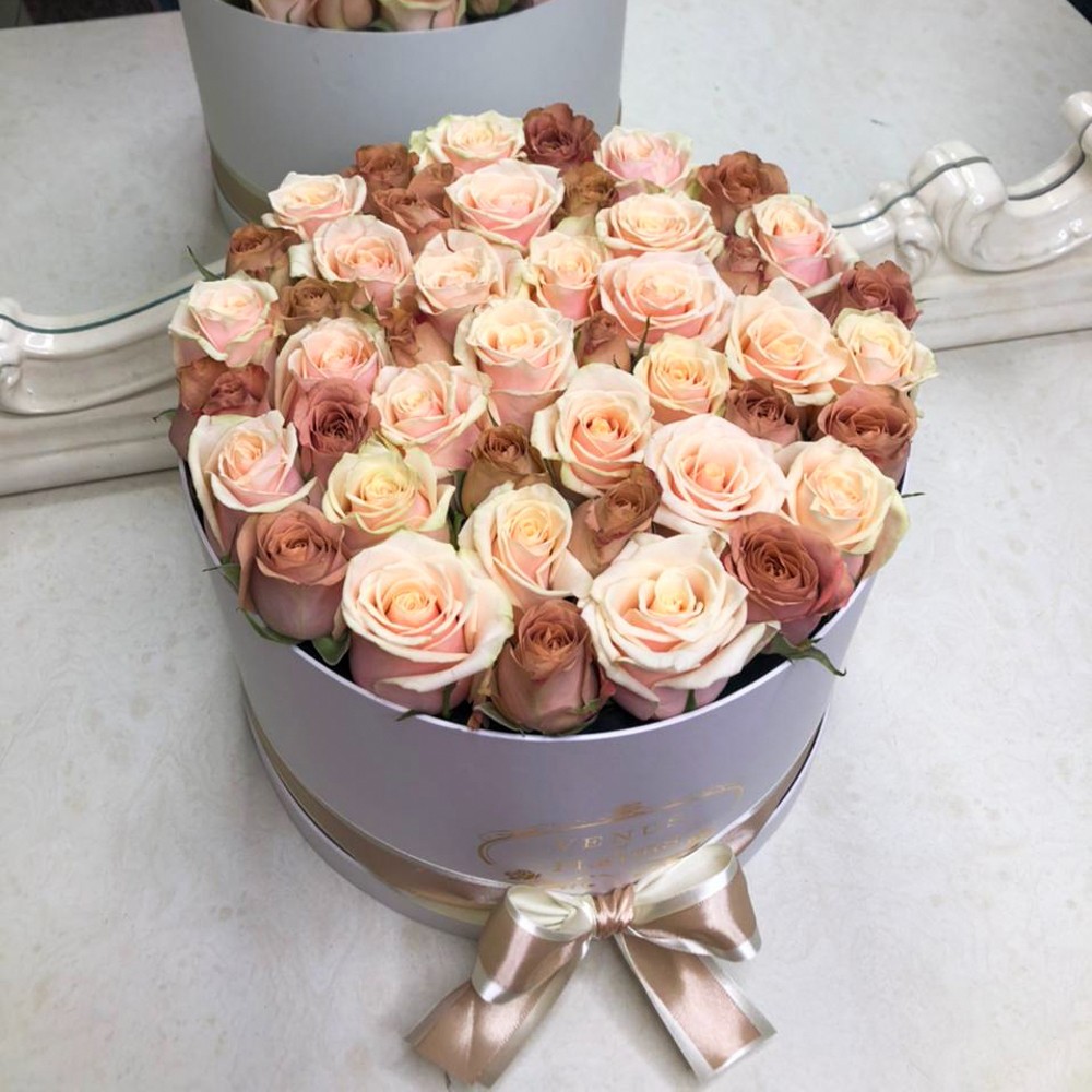 55 кофейных роз - микс