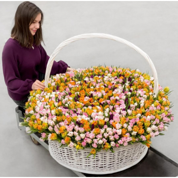 1001 тюльпан в корзине
