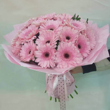 29 розовых гербер в букете