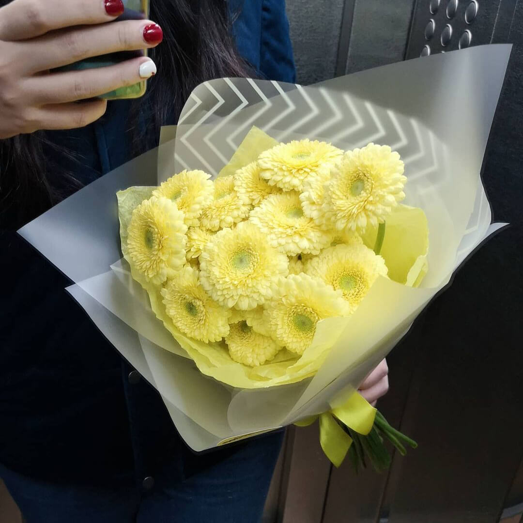 29 лимонных гербер