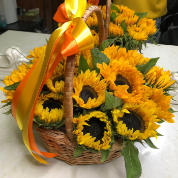 19 подсолнухов в корзине