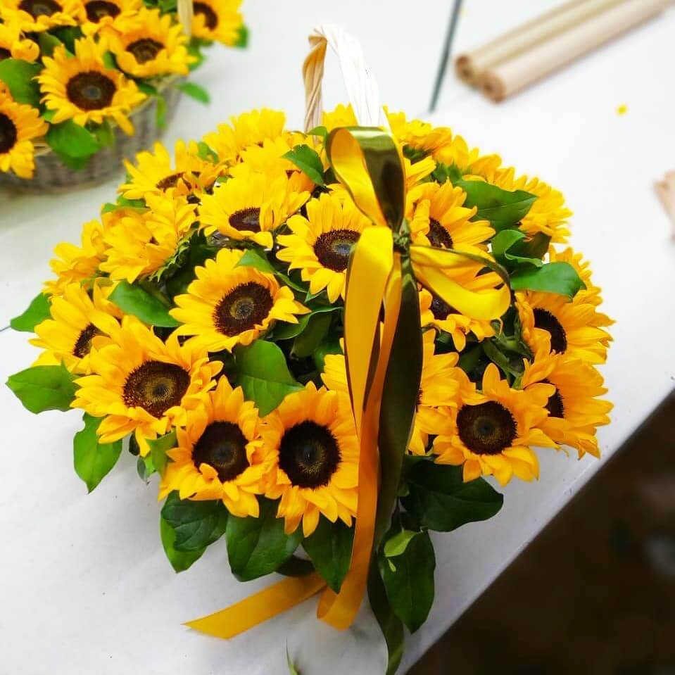 29 подсолнухов в корзине