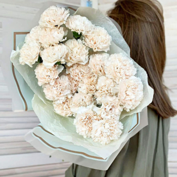 19 белых гвоздик в букете