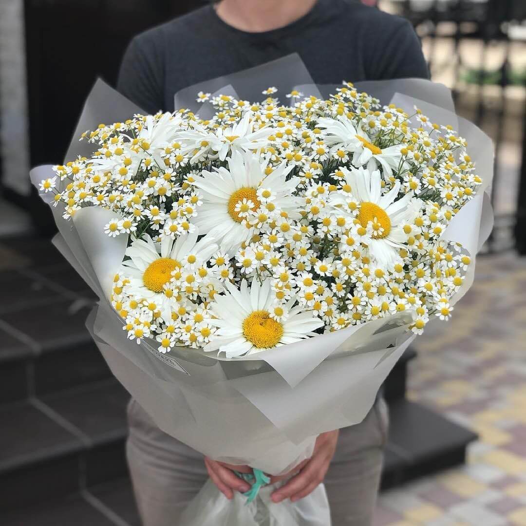 Микс из 35 ромашек в букете