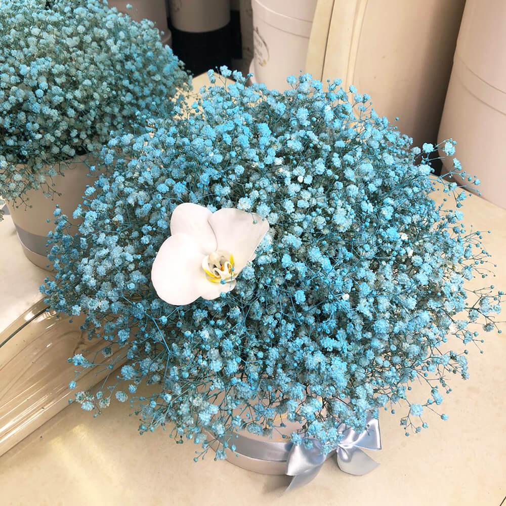 15 бирюзовых гипсофил с орхидей