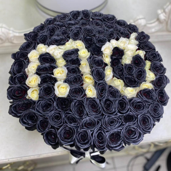 Черные розы с логотипом от 51 шт.