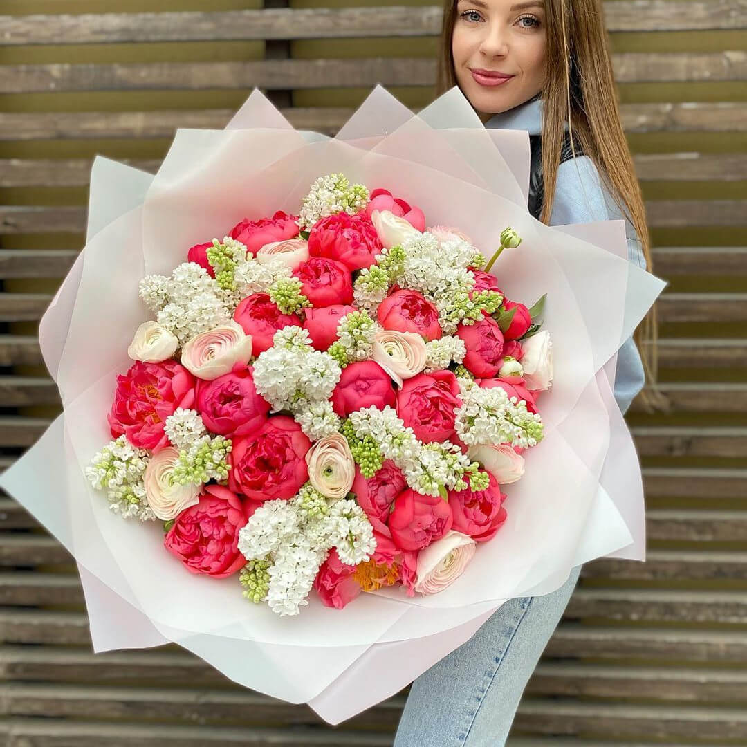 Сирень с пионами - 41 шт.