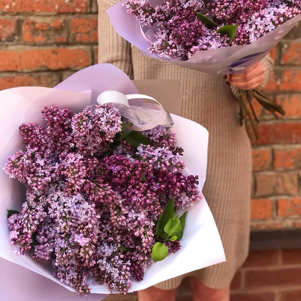 Букет из 9 веток фиолетовой сирени