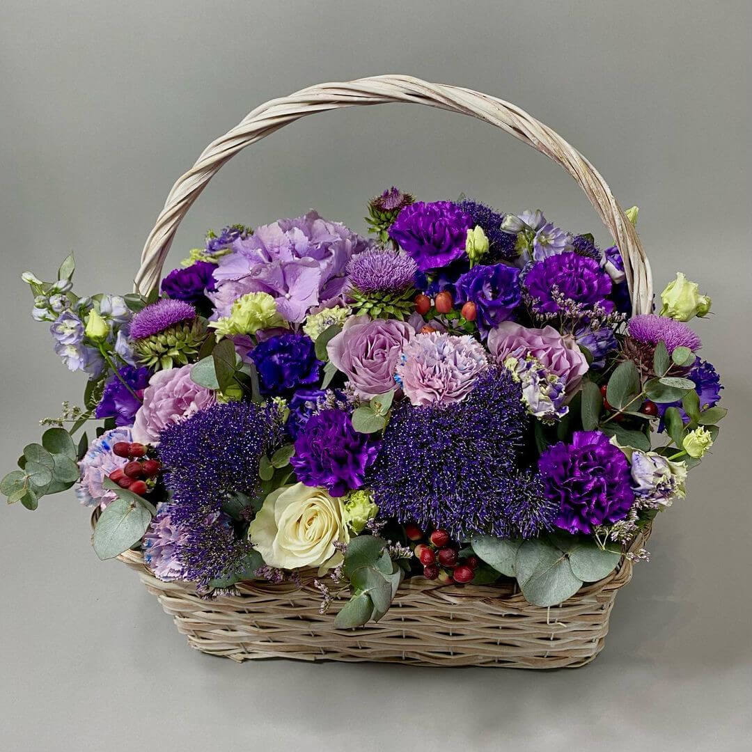 Микс с трахелиумом в корзине - 51 шт.