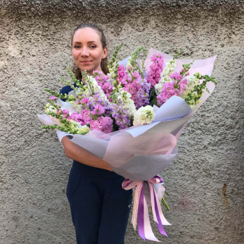 19 бело-розовых дельфиниумов