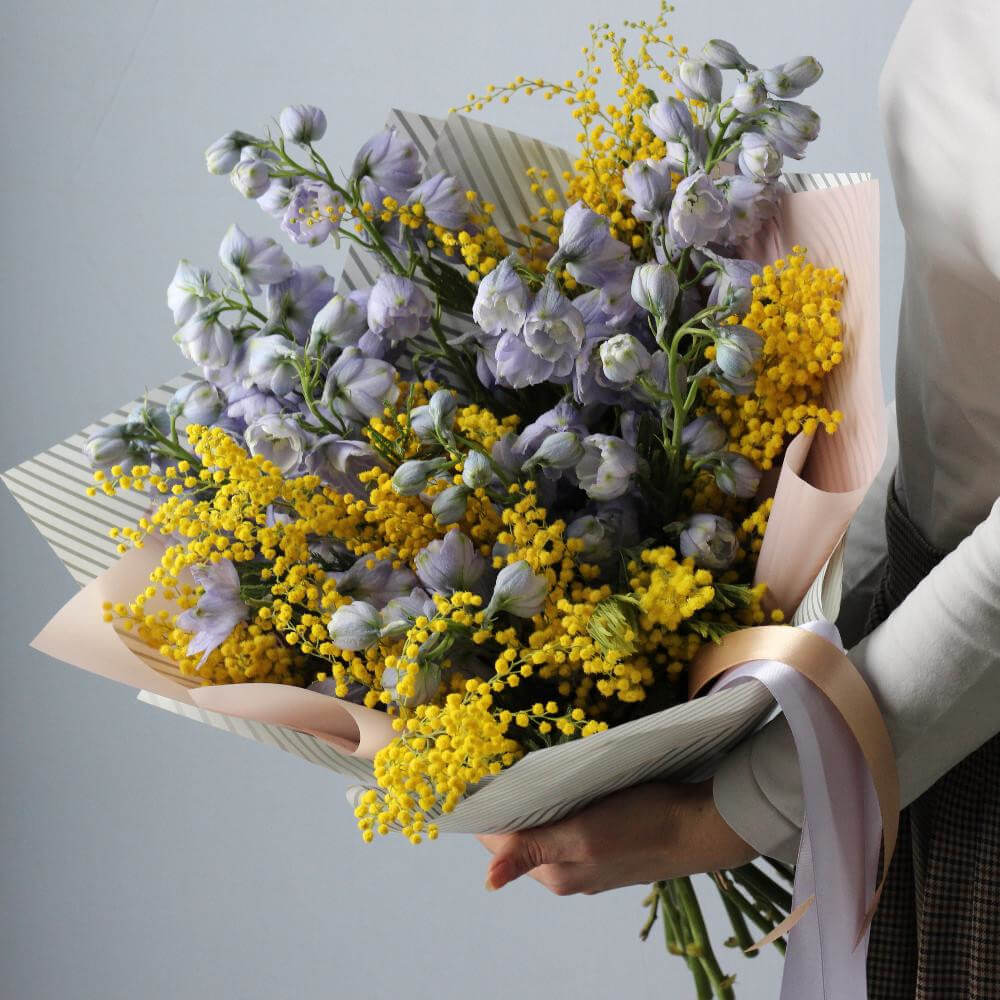 Дельфиниум и мимоза - 21 шт.