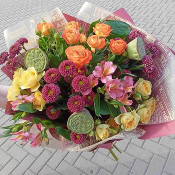 Лотос с хризантемами - 19 шт.