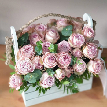 Пионовидные розы в кашпо - 15 шт. Пионовидные розы в кашпо - 15 шт.