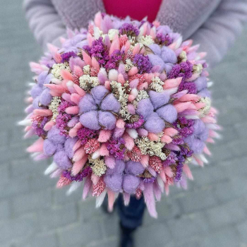 Лагурус с хлопком в букете - 71 шт.