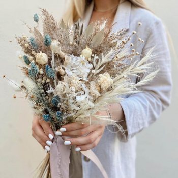 Пампасная трава с гортензией - 23 шт.