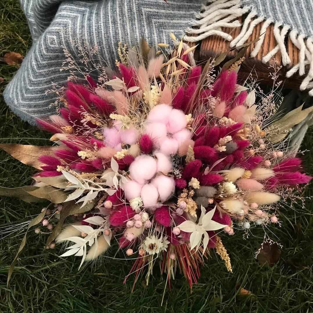 Хлопок с листьями в букете - 35 шт.