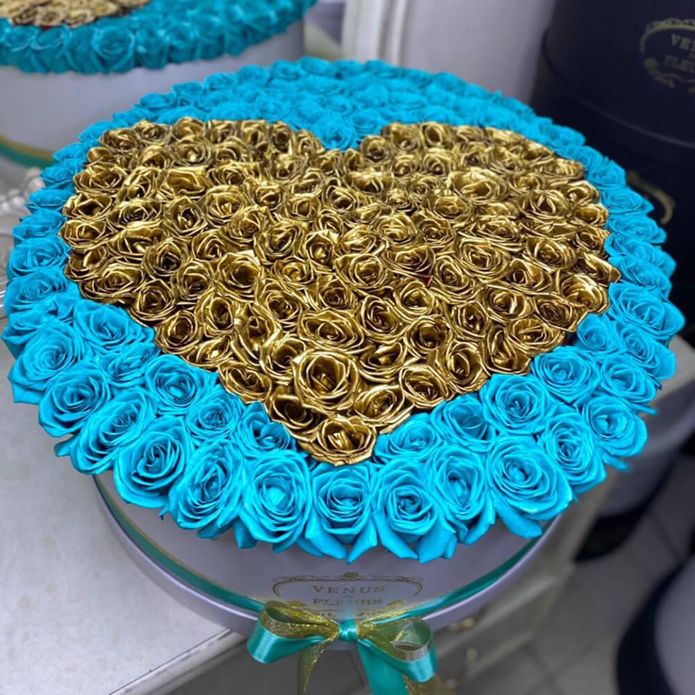201 бирюзовая роза с сердцем