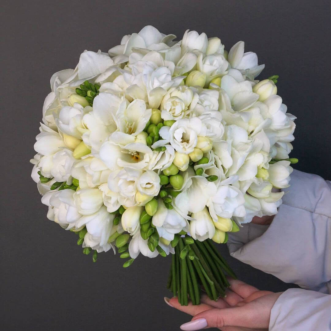 Букет невесты из белой фрезии - 101 шт.