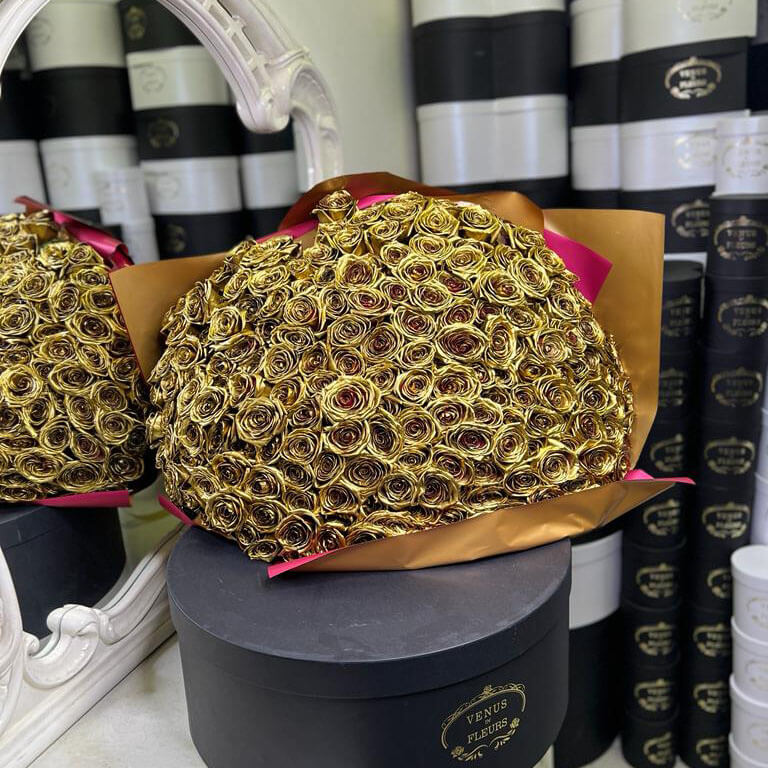 Букет из 201 золотой розы
