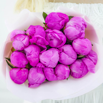 19 малиновых пионов в букете