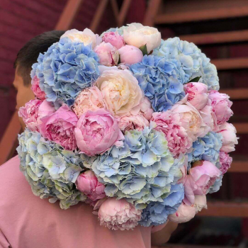 Букет пионов и гортензий - 25 шт.