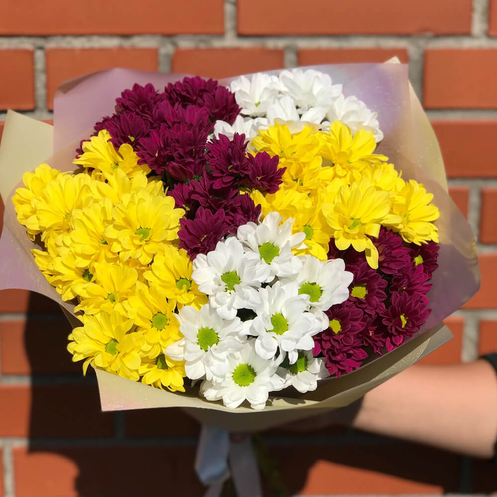 Букет-микс из 9 кустовых хризантем