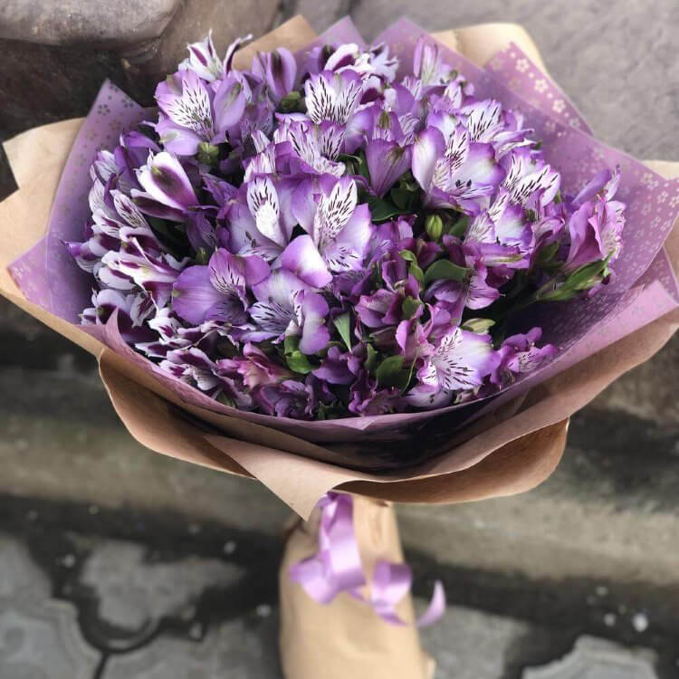 9 фиолетовых альстромерий