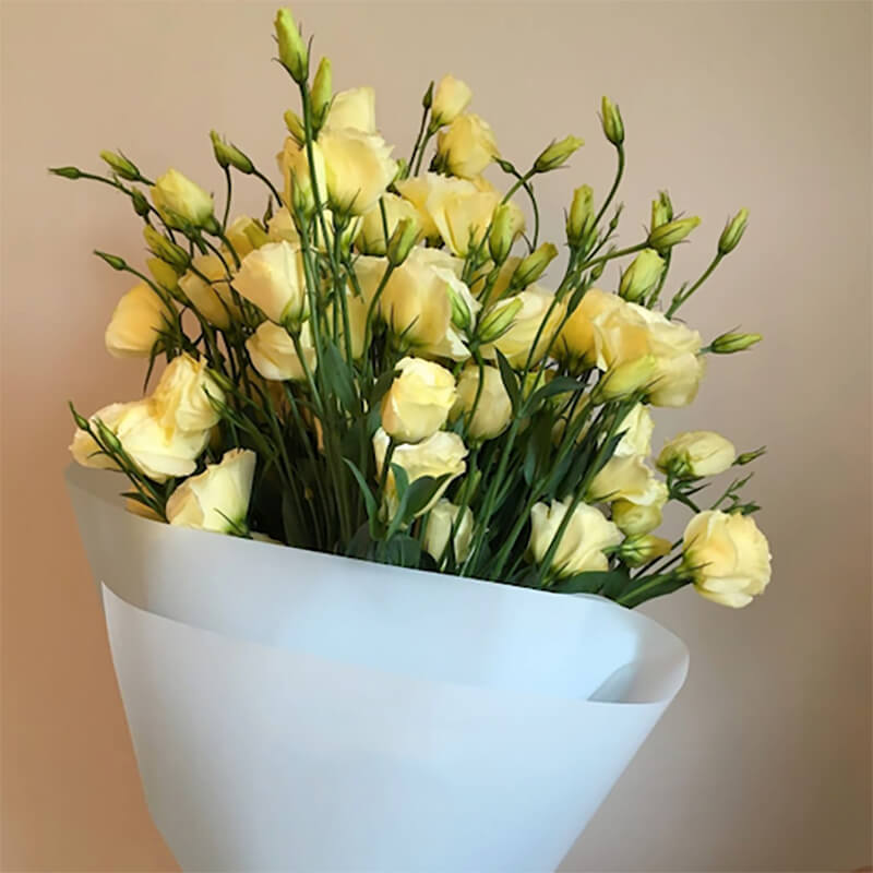 19 желтых эустом в букете