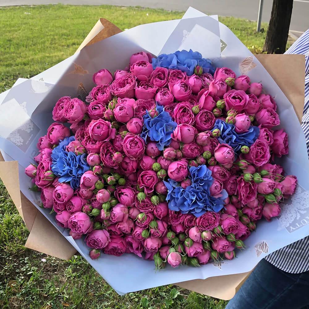 Пионовидные с гортензиями - 55 шт.