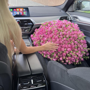 Букет пионовидных розовых роз - 101 шт.