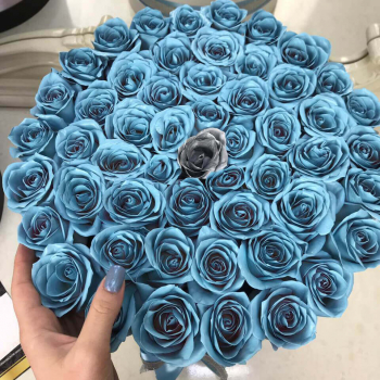 41 голубая роза с серебряной в коробке 41 голубая роза с серебряной в коробке