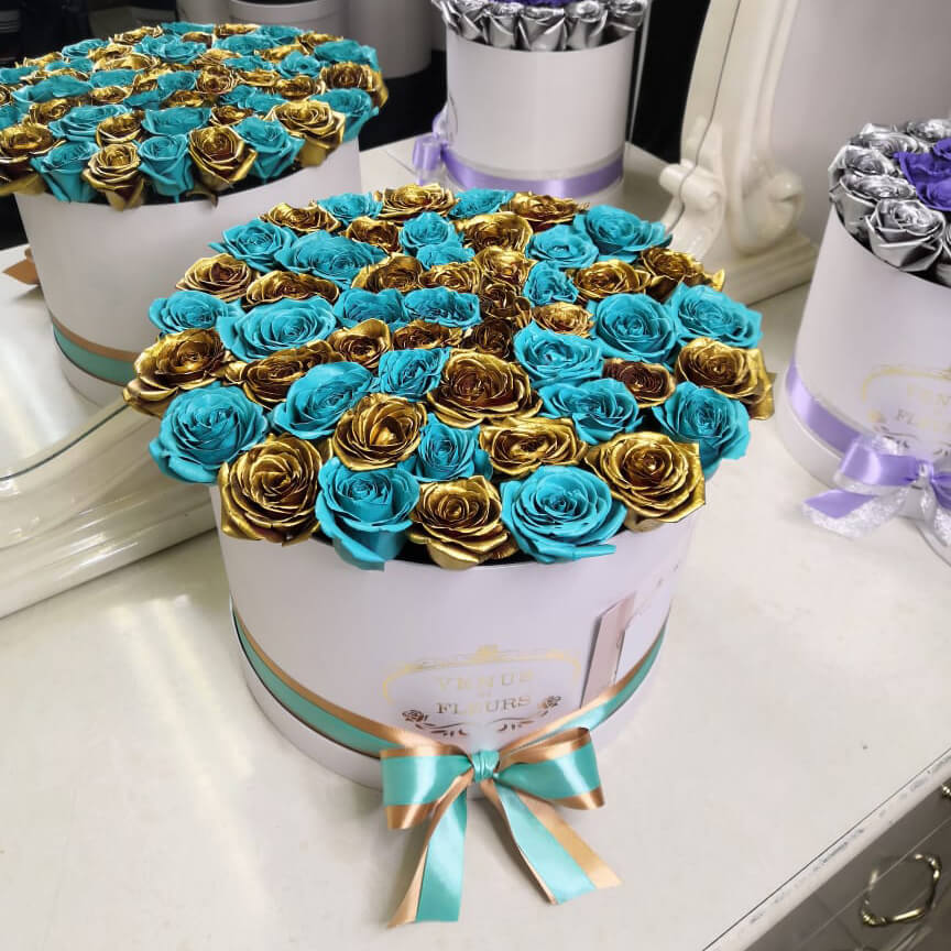 41 золотая и бирюзовая роза