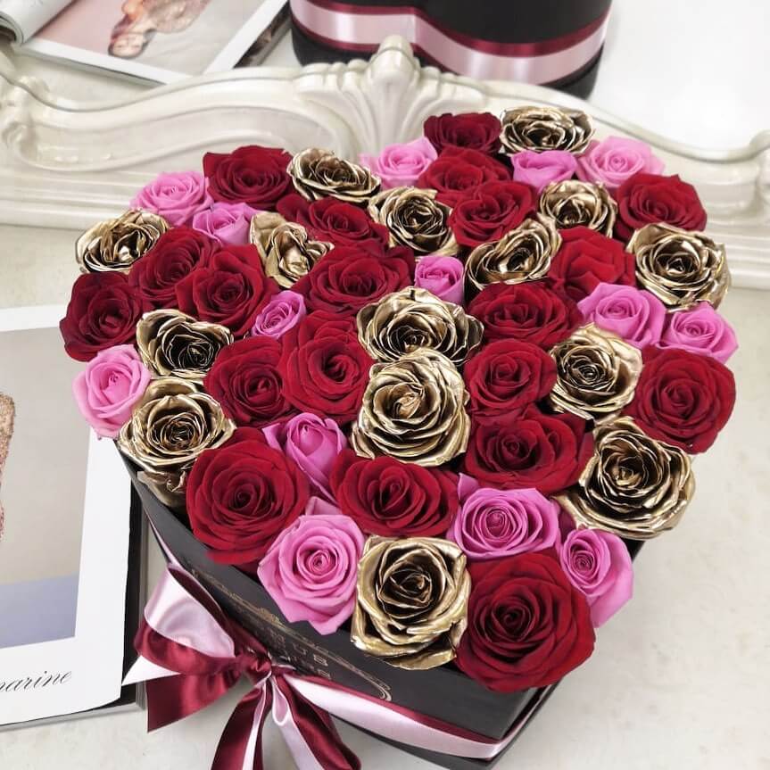 41 красно-розовый микс в коробке