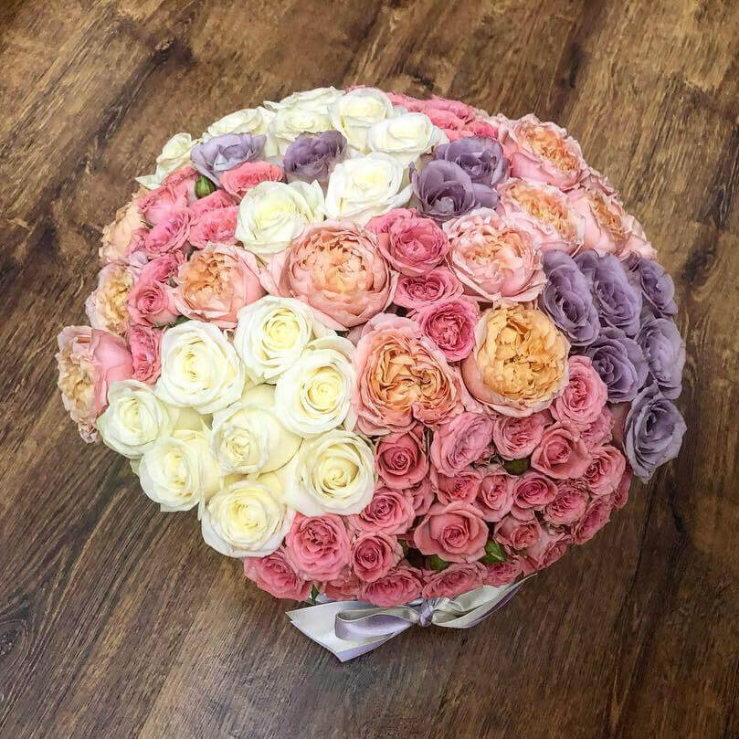 Микс с пионовидными розами - 41 шт.